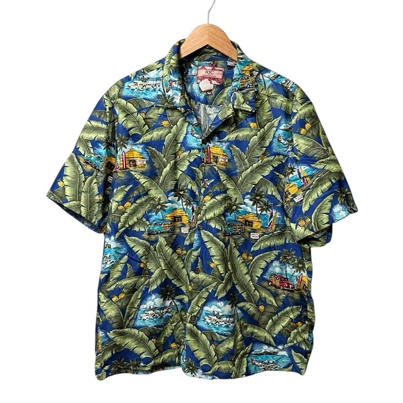 RJC Other - RJC Palm Leaf Panel Wagon Surf Button Front Camp Shirt Size 2XL